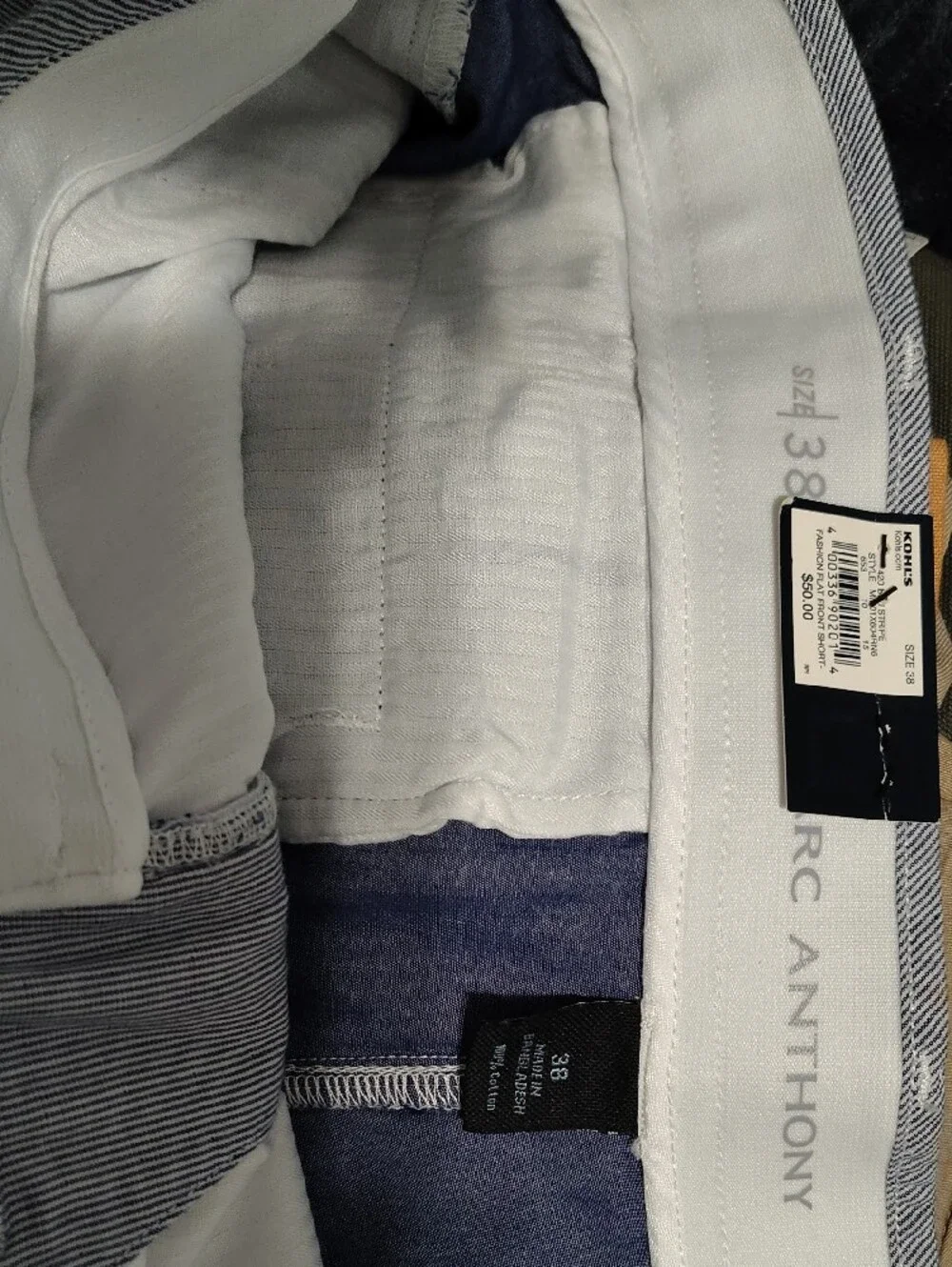 Marc Anthony Light Blue Pinstripe Flat Front Shorts